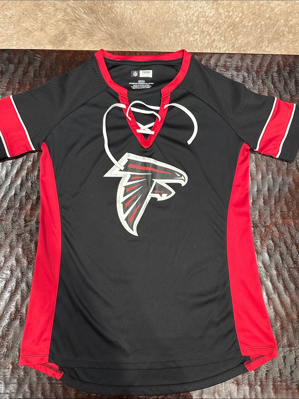 NFL Atlanta Falcons Black and Red Women's Jersey Top